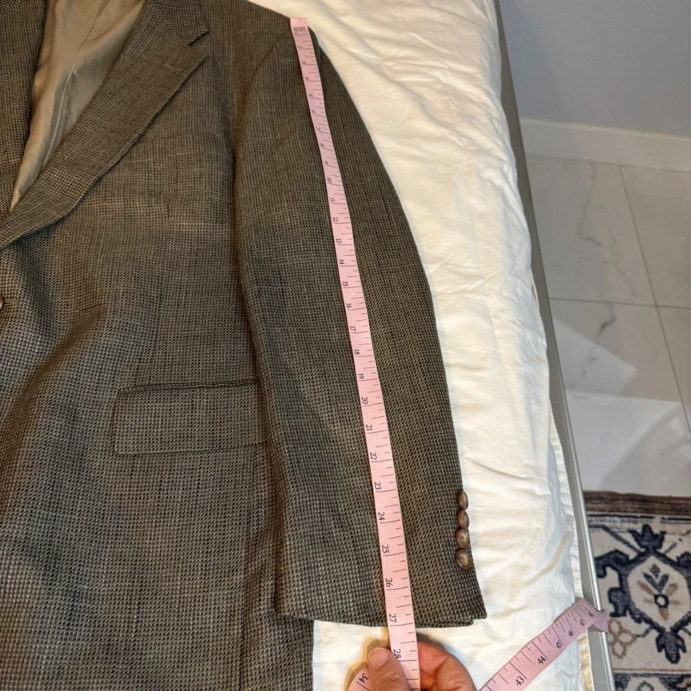 Chaps Ralph Lauren Mens Brown Micro Houndstooth Two Button Blazer Sport Coat
